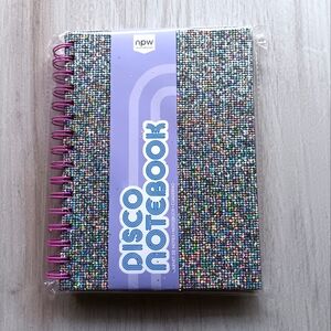 NEW NPW Disco Notebook Spiral Bound Metallic Glitter Silver Purple Lined 6"